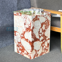 Roter Marmor Couchtisch Niedriger Sockel Marmor Wohnzimmer Luxus Natürlich Maßgefertigt Calacatta Violett Couchtisch Beistelltisch