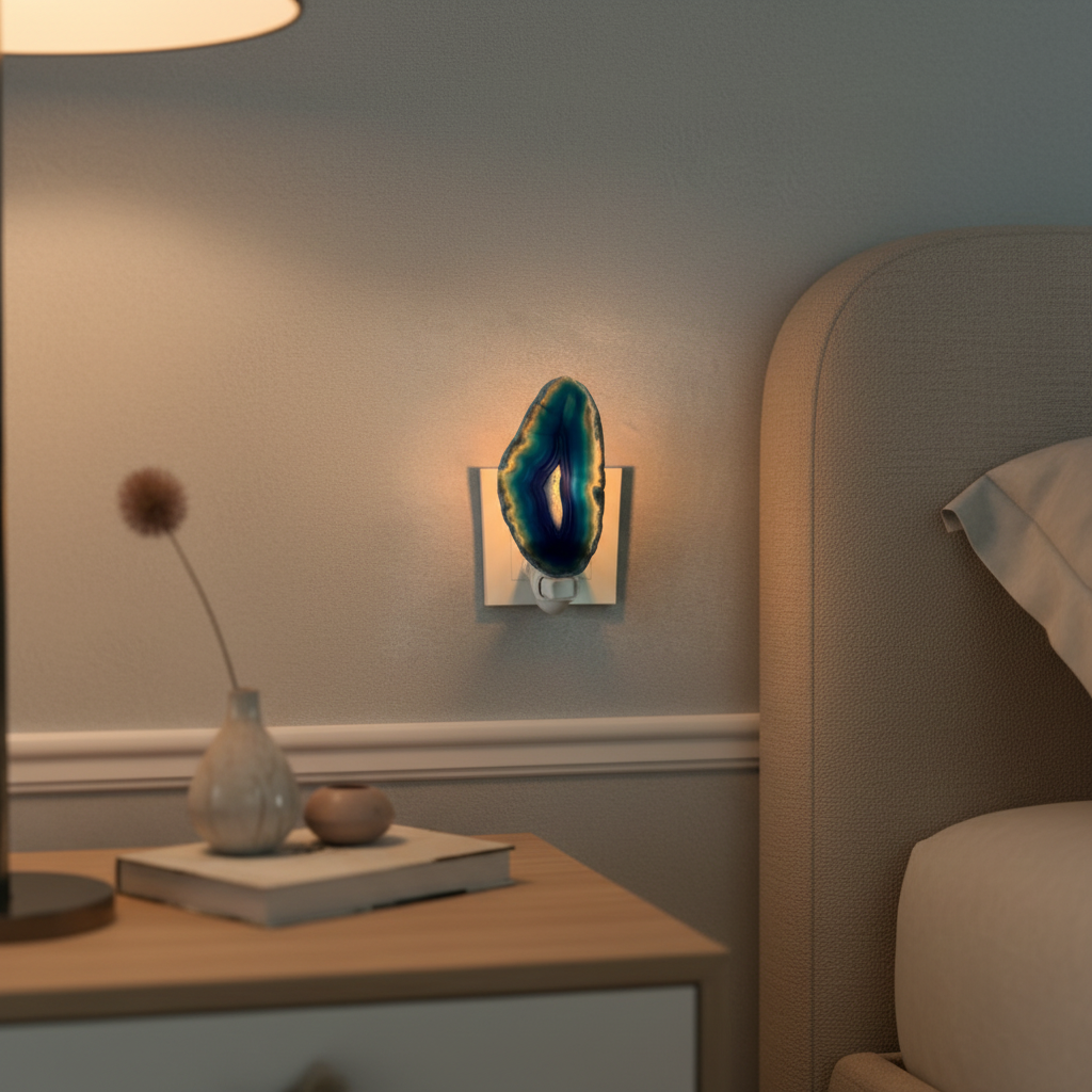 Lampe De Table En Agate Naturelle – Décoration Intérieure Artisanale