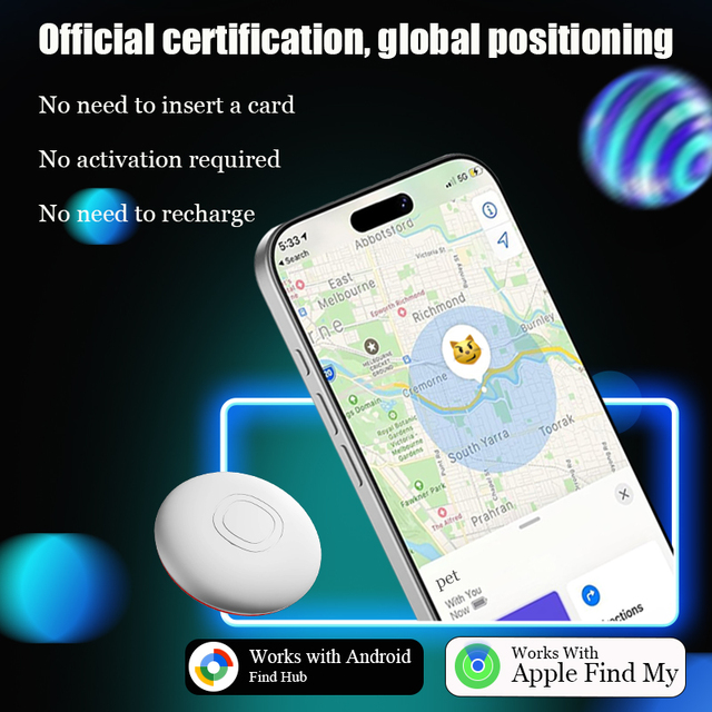 Anti-Drop Waterproof Mini GPS Tracker Find My App Control IOS Android Ultra Light for Wallet Backpack Keys Suitcase One Pack