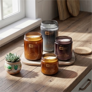 Frasco de Vidrio Personalizado para Velas, Frasco de Vidrio con Tapa, Frasco de Vidrio Ámbar para Velas Aromáticas - Product Image 1