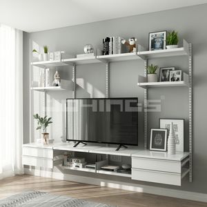 خزانة تلفزيون قابلة للتعديل مجانًا مثبتة على الحائط رف كتب عالي الجودة من الفولاذ الكربوني رفوف تخزين ورفوف مخصصة بسيطة - Product Image 2