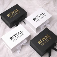 Boîte cadeau à couvercle magnétique, emballage en papier personnalisé imprimé, boîte d'expédition en carton ondulé avec nœud en ruban pour le commerce électronique
