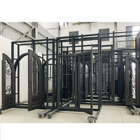 Vente en gros de portes d'entrée doubles en fer forgé personnalisées pour l'extérieur de la France, en verre et en métal