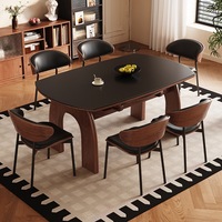 Juego de Mesa de Comedor Moderno, Ovalado, de Piedra Sinterizada, con 6 Sillas Estilo Sirena, Ecológico, para Uso en Escuelas, Hoteles, Villas y Apartamentos