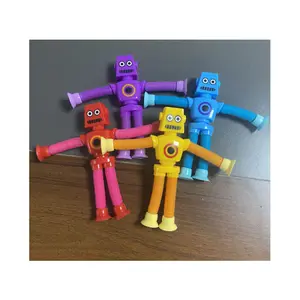 Telescopic tube robot decompression toy Creative cartoon puzzle without lights Creative Wire Pop Tube Fidgets Toys Robot