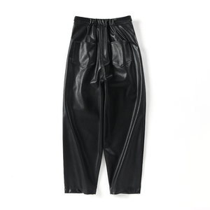 Mùa Xuân Anh Cổ Điển Cao Eo Da PU Quần Harem Phụ Nữ Quần Thời Trang Quần Phụ Nữ Mới Thời Trang Thẳng Quần Giản Dị - Product Image 2