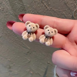 Fashion Korean Kawaii Plush Small Stud Earrings Wholesale <b>Cute</b> Teddy <b>Bear</b> Earring Jewelry Simple Trendy - Product Image 4