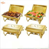 Hoge kwaliteit gouden 9L roestvrijstalen chafing dish buffetset, stapelbaar, 9L capaciteit, voedselwarmer voor restaurant- en hotelservice