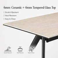 Usine chinoise vend des tables à manger rectangulaires modernes sur mesure avec pieds en métal et plateau en céramique et verre trempé