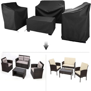 Housse de protection Zhuoya pour mobilier d'extérieur, 4 pièces, en tissu Oxford 210D, imperméable, avec fermeture élastique, pour ensemble canapé, chaise et table de jardin - Product Image 4