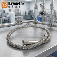 Tuyau flexible métallique haute pression SS316 200-300 bars avec raccords NPT VCR TF pour transfert de gaz (oxygène, argon, CO2)