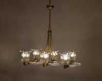 Lustre en verre de Murano monté sur du laiton Art Déco