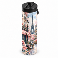 Tumbler Stainless Steel Putih Tipis untuk Sublimasi, Wadah Minuman Kosong, Dapat Dicetak Logo dengan Heat Press, Gourde 20 oz, Olahraga, Luar Ruangan, Modern