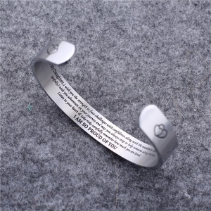 316 L Stainless Steel Silver Color Letter <b>Engraved</b> Open Bracelet C Shaped 10MM Wide Cuff Bracelet <b>Bangle</b> - Product Image 2