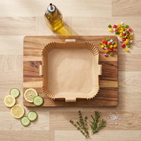 Papier sulfurisé carré jetable pour friteuse à air, double face, résistant à la graisse et aux fuites, résistant aux hautes températures, service d'emballage OEM