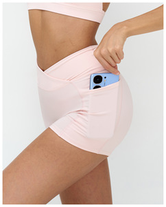 Yogalicious - Shorts Deportivos de Cintura Alta para Mujer, Transpirables, para Yoga, Paquete de 2, Color Crocus/Black 5, Elásticos - Product Image 3