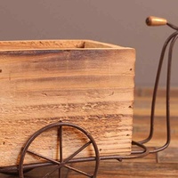 Model sepeda roda tiga kayu Pot bunga besi tempa sepeda bunga berdiri rak penyimpanan dalam ruangan taman rumah Desktop Dekorasi Kerajinan Hadiah
