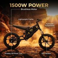Motocicleta Eléctrica de 1500W para Niños, 48V, 35km de Autonomía, 5 Velocidades, Frenos de Disco Delanteros y Traseros, Carga Rápida, Motor en el Eje