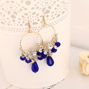 Fashion Jewelry <b>Earrings</b> Simple Ear <b>Hook</b> Long Circle Crystal Earline E167 - Product Image 4