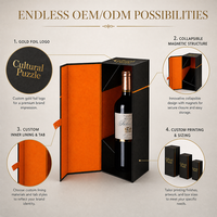 Boîte à vin pliable personnalisée, boîte cadeau pour spiritueux en gros, emballage en papier, logo personnalisé