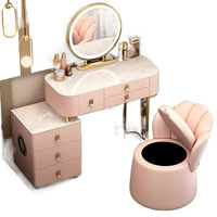 Coiffeuse Multifonctionnel Smart Home Nordic Black Technology Table de Maquillage Système de Son Bluetooth Lumière Luxe Minimaliste.
