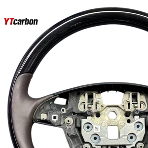YTcarbon สำหรับ Continental 16+ อะไหล่รถยนต์ อุปกรณ์ตกแต่งภายในรถยนต์ ปรับแต่งสไตล์วินเทจ พวงมาลัยหนังแท้ลายไม้แบบกำหนดเอง - Product Image 2