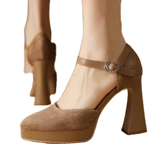 Chaussures légères à talons épais pour femmes, idéales printemps-été-automne – Plateforme imperméable en caoutchouc, bout pointu, à bride unique - Product Image 4