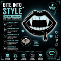 Broche personnalisée en émail dur, épinglette, badge métallique, broche, thème Vampire Gothique Halloween Lèvres Dents de Loup Punk Horreur, pour chapeau et sac, vente en gros