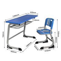 Meubles scolaires modernes, bureau et chaise double pour étudiants, monobloc en plastique avec table d'étude portable en PE pour salle de classe
