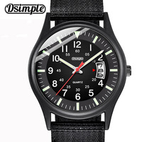 Montre sportive de style militaire Dsimple pour homme, cadran à quartz lumineux, bracelet en nylon de 41 mm, fonction calendrier, design adapté aux étudiants