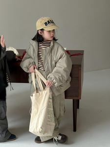 Completo da Lavoro Casual <span class=keywords><strong>Invernale</strong></span> a Due Pezzi con <span class=keywords><strong>Giacca</strong></span> con Cerniera per Bambino e Bambina, Foderato in Cotone, Ispessito, Tinta Unita, per la Primavera - Product Image 5