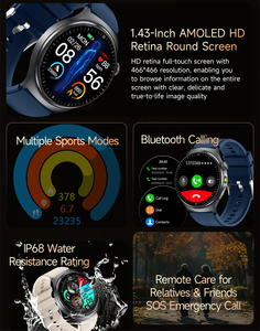 Health Smart Watch TK27 1.43 Inch AMOLED Display ECG Heart Rate Monitor IP68 Sports Watch with BT Calling Fitness Tracker - Product Image 6