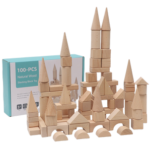 100 pièces de blocs de construction <span class=keywords><strong>en</strong></span> <span class=keywords><strong>bois</strong></span> de hêtre, châteaux <span class=keywords><strong>en</strong></span> <span class=keywords><strong>bois</strong></span> - Product Image 2