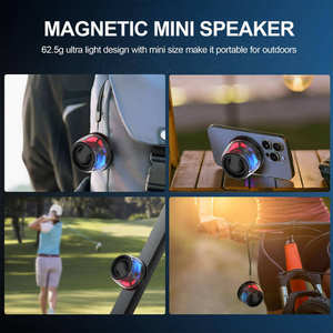 2025 High Quality Mini Magnetic Speaker 5W with RGB LED Lights AirPlay Battery Powered & <b>Phone</b> Holder - Product Image 6