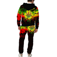 Ensemble de survêtement 2 pièces pour homme, imprimé feuille de rasta 3D, couleur reggae, sweat à capuche et pantalon de jogging, streetwear décontracté, best-seller premium