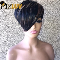 Perruque HD sans colle, cheveux humains vierges indiens bruts, courts, lisses, qualité 12A 15A, densité 300%