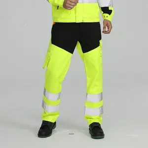 Pantaloni da lavoro cargo elasticizzati ignifughi resistenti al fuoco riflettenti di sicurezza per saldatura di cotone poliestere all'ingrosso