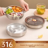 Boîte à repas pour enfants anti-brûlure, double paroi isolée en acier inoxydable, compartimentée, bento, boîte à déjeuner pour bébé