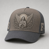 Cappello Snapback con Visiera Curva, Stampa Personalizzata, 5 Pannelli, Stile Trucker, Frontale in Schiuma, Rete Traspirante, Streetwear Urbano West Coast Gothic Chicano, Vendita all'Ingrosso