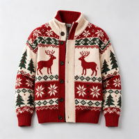 Cardigan tricoté personnalisé à motif de personnage respirant pour l'hiver, pull de Noël décontracté chaud à col roulé pour homme