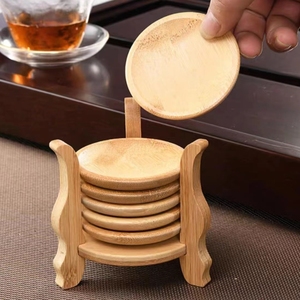 Juego de posavasos de cocina Posavasos de <span class=keywords><strong>café</strong></span> y té Juego de posavasos de bambú redondo cuadrado con portavasos - Product Image 6