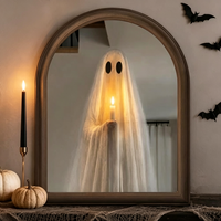 Miroir fantôme lumineux, décorations d'Halloween effrayantes, fournitures pour fête de maison hantée, ornement mural lumineux effrayant pour Halloween