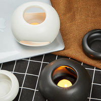 Brûleur à cire et à huile en céramique élégant, fait main, portable, 2 en 1, coffret cadeau pour la décoration de la maison