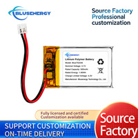BLUSENERGY 752240 3.7V 500mAh 1.85Wh Baterai Lipo Polimer Lithium Isi Ulang Dengan Kabel Konektor 2-Pin