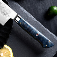 Couteau Kiritsuke de cuisine japonais à lame forgée à la main en ambre de 8 pouces avec manche en bois