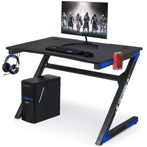 Mesa de juegos Esports de diseño ergonómico en forma de Z con portavasos y gancho para auriculares, muebles de estudio para el hogar, escritorio de ordenador de trabajo de madera - Product Image 1