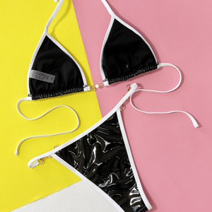 여성용 독특한 고스 비키니 세트 재미있는 해골 레드 하트 프린트 크롭 브라 탑과 하이 웨이스트 끈 팬티 브리프 2 피스 <span class=keywords><strong>Tankinis</strong></span> - Product Image 5