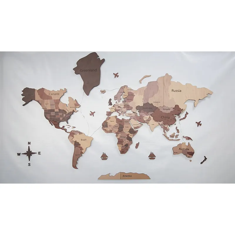 3D Деревянная Карта мира с подсветкой Backboard Карта мира путешествий