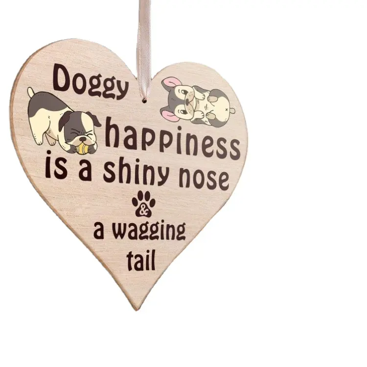 Köpek severler sahipleri için hediyeler köpekler temalı ahşap asılı kalp plak işareti hediye etiketi