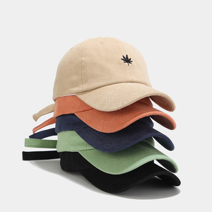 QIANXUN <strong>Wholesale</strong> Maple Leaf Embroidery <strong>Hat</strong> Baseball Cap Soft Cotton Cap for Men and Women Dad <strong>Hats</strong> - Product Image 1